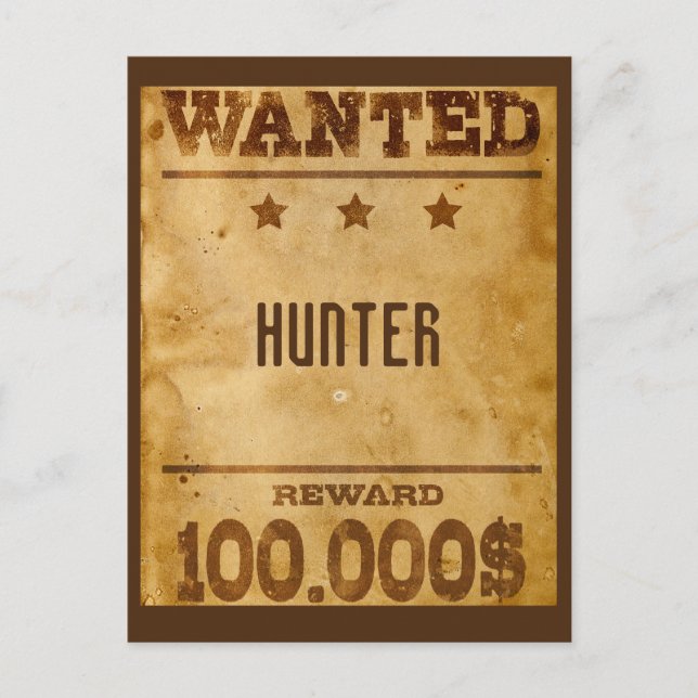 Rustic Wanted $100000 Personalised  Postcard (Front)