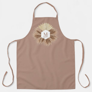Rustic Warm Neutral Colours Monogram  Apron
