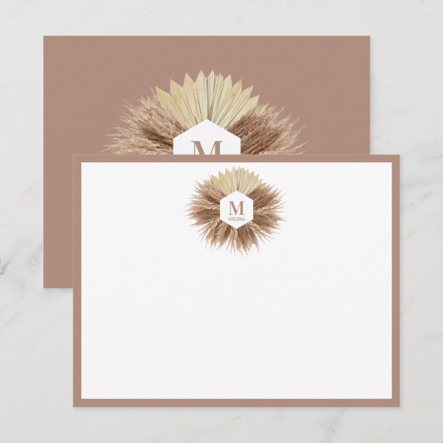 Rustic Warm Neutral Colours Monogram  Card (Front/Back)