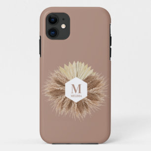Rustic Warm Neutral Colours Monogram  iPhone 11 Case