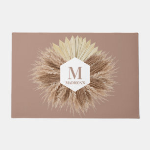Rustic Warm Neutral Colours Monogram Doormat