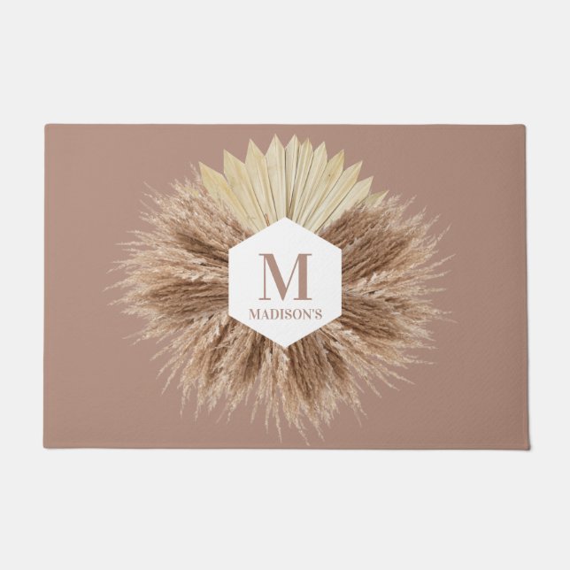 Rustic Warm Neutral Colours Monogram  Doormat (Front)