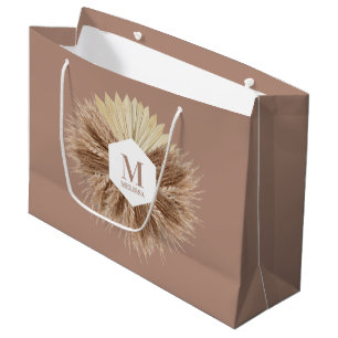 Rustic Warm Neutral Colours Monogram Large Gift Bag