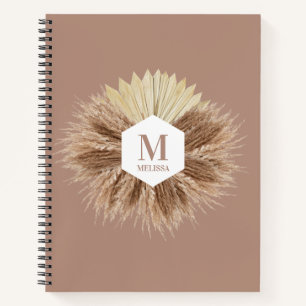 Rustic Warm Neutral Colours Monogram  Notebook