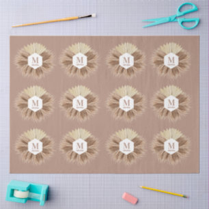 Rustic Warm Neutral Colours Monogram  Tissue Paper