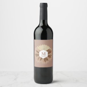 Rustic Warm Neutral Colours Monogram Wine Label