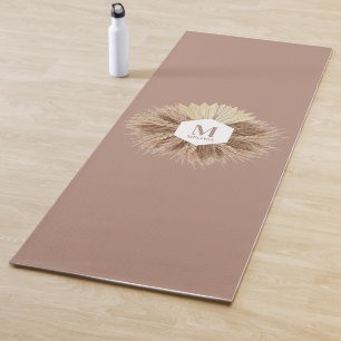 Rustic Warm Neutral Colours Monogram  Yoga Mat