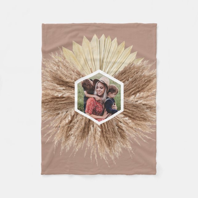 Rustic Warm Neutral Colours Photo Design Fleece Blanket (Front)