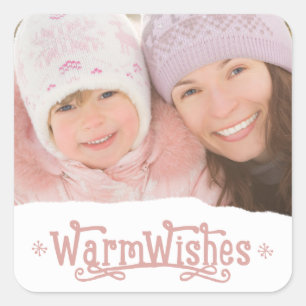 Rustic Warm Wishes   Holiday Photo Stickers