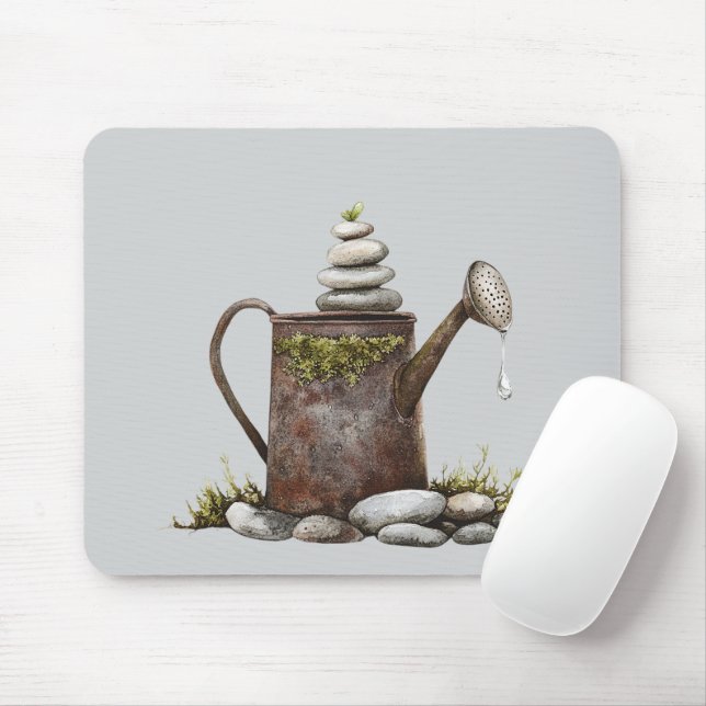 Rustic Water Can Rocks Spring Mouse Mat (With Mouse)
