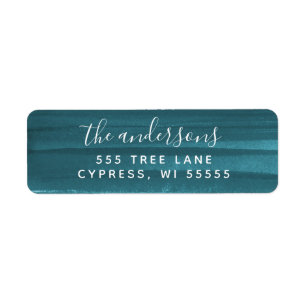 Rustic Watercolor Address Label - Teal