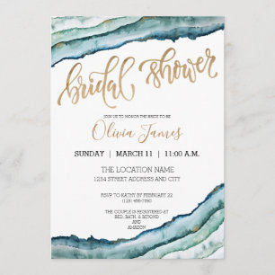 Rustic Watercolor Agate Bridal Shower Invite
