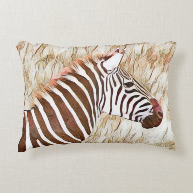 Rustic Watercolor Animal Zebra Decorative Cushion (Front)