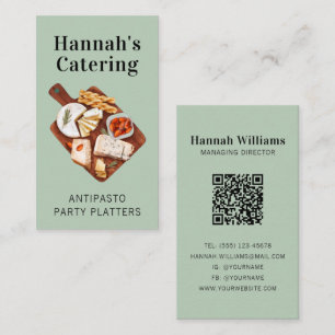 Rustic Watercolor Antipasto Platter Catering Business Card
