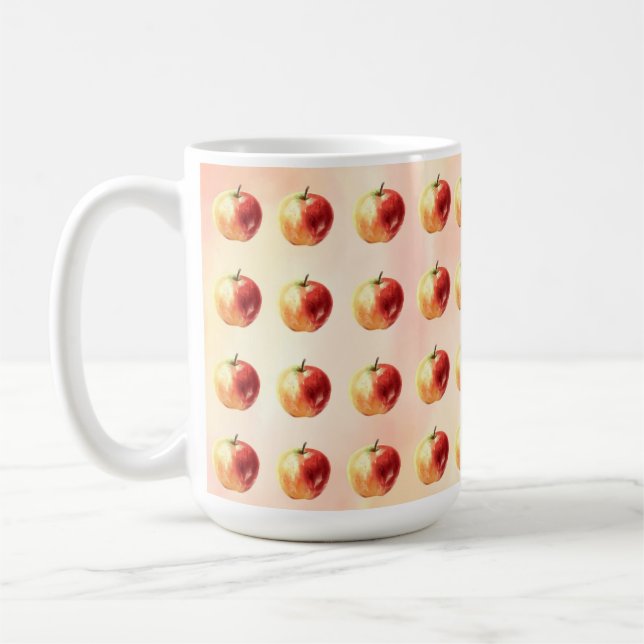 Rustic Watercolor Apple Pattern Coffee Mug (Left)