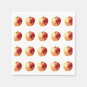 Rustic Watercolor Apple Pattern Napkins
