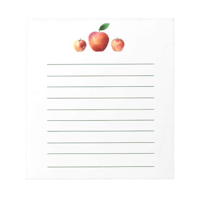 Rustic Watercolor Apple Pattern Notepad (Front)