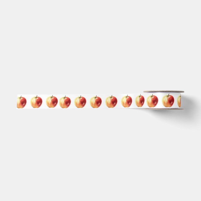 Rustic Watercolor Apple Pattern Ribbon Satin Ribbon (Front)