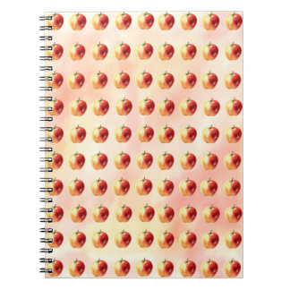 Rustic Watercolor Apple Pattern Spiral Notebook