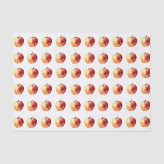 Rustic Watercolor Apple Pattern Tissue Paper (Front)