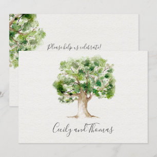 Rustic Watercolor Arboretum Oak Tree Invitation