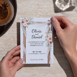Rustic Watercolor Arch Boho Wedding Save The Date