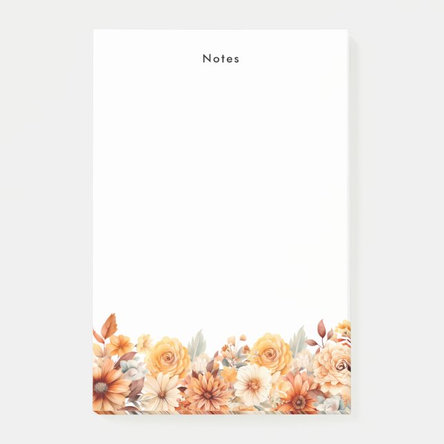 Rustic Watercolor Autum Flowers Fall Custom Post-it Notes (Front)
