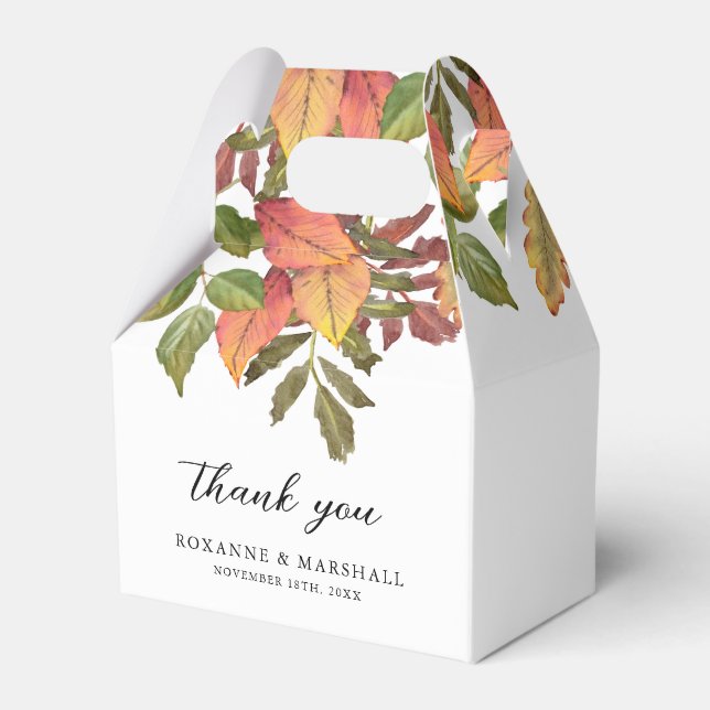 Rustic Watercolor Autumn Fall Thank You Favour Box (Front Side)