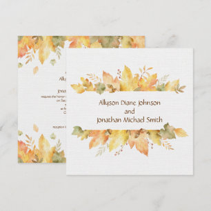Rustic Watercolor Autumn Leaves Square Invitation