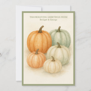 rustic Watercolor Autumn Pumpkins thanksgiving Holiday Card