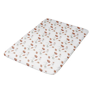 Rustic Watercolor Autumn Wildflower  Bath Mat