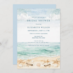 Rustic Watercolor Beach Bridal Shower Invitation
