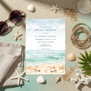 Rustic Watercolor Beach Bridal Shower Invitation