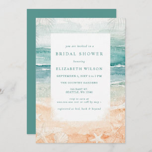 Rustic Watercolor Beach Bridal Shower Invitation
