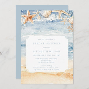 Rustic Watercolor Beach Bridal Shower Invitation