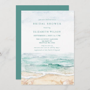 Rustic Watercolor Beach Bridal Shower Invitation