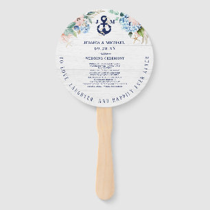 Rustic Watercolor Beach Nautical Floral Wedding Hand Fan