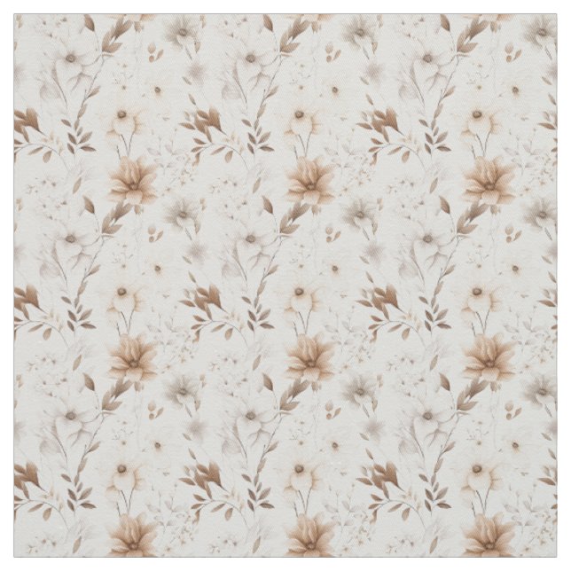 Rustic Watercolor Beige Bloom Elegance Fabric (Swatch)