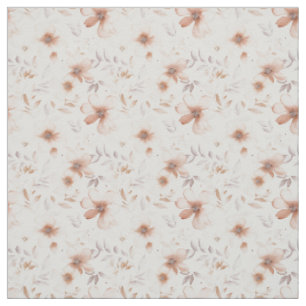 Rustic Watercolor Beige Floral Elegance Fabric