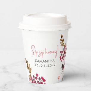 Rustic Watercolor Berries and Botanicals Paper Cups