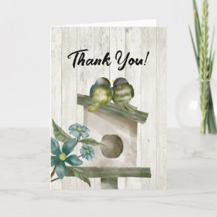 Rustic Watercolor Birdhouse Thank You Card