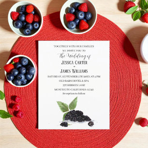 Rustic Watercolor Blackberries Wedding Invitation