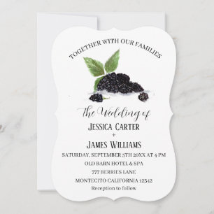 Rustic Watercolor Blackberries Wedding Invitation