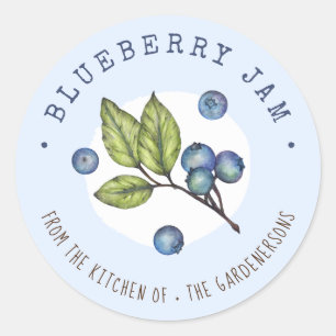 Rustic Watercolor Blueberry Jam Classic Round Stic Sticker