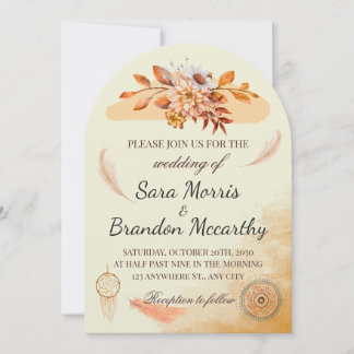 Rustic Watercolor Bohemian Wedding Card