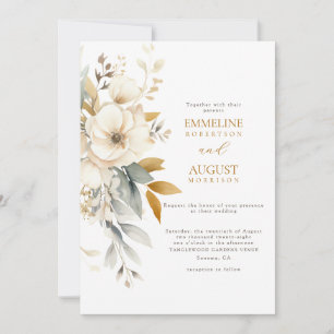 Rustic Watercolor Boho Floral Wildflower Wedding Invitation