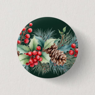 Rustic Watercolor Border 3 Cm Round Badge