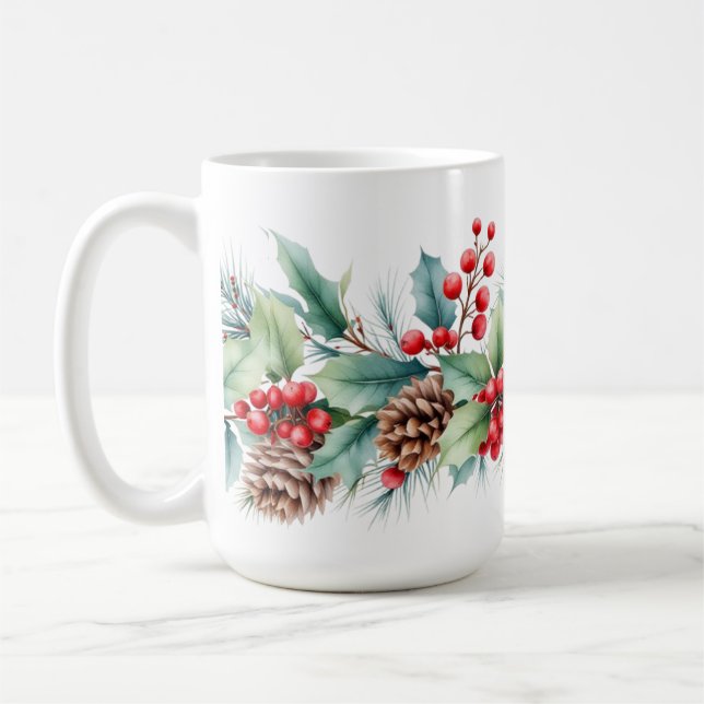 Rustic Watercolor Border Coffee Mug (Left)