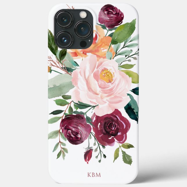 Rustic Watercolor Botanical with Monogram Case-Mate iPhone Case (Back)