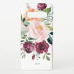 Rustic Watercolor Botanical with Monogram Samsung Galaxy Case<br><div class="desc">Beautifully feminine with rustic charm, this botanical design features a bouquet of watercolor roses, mixed flowers and greenery in a trendy colour scheme of burgundy, pink and russet orange with trailing greenery. A text template is included to personalise this design with your desired monogram initials, name or other desired text...</div>